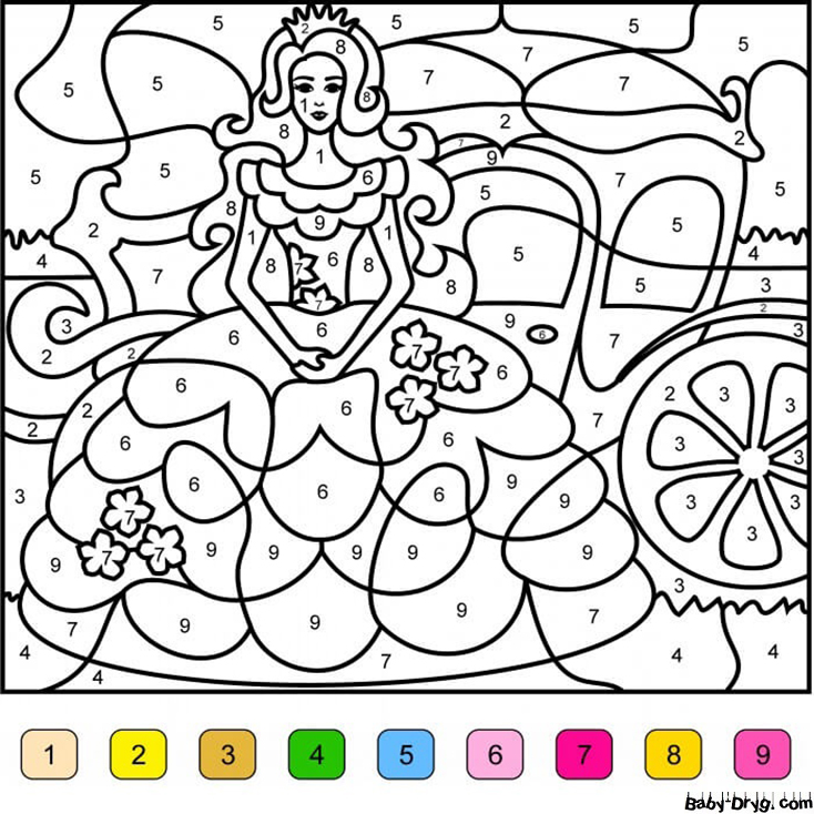 Pretty Princess Color by Number | Color by Number Coloring Pages