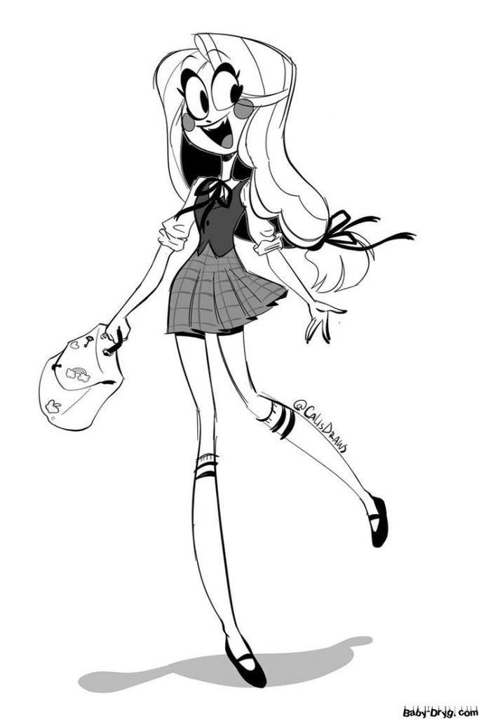 Princess Ada is going to school Coloring Page | Coloring Hazbin Hotel