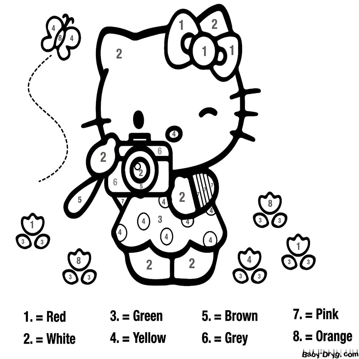 Printable Hello Kitty Color By Number | Color by Number Coloring Pages