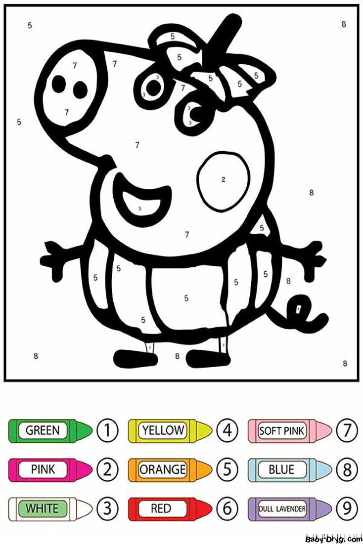 Pumpkin Peppa Pig Color by Number | Color by Number Coloring Pages