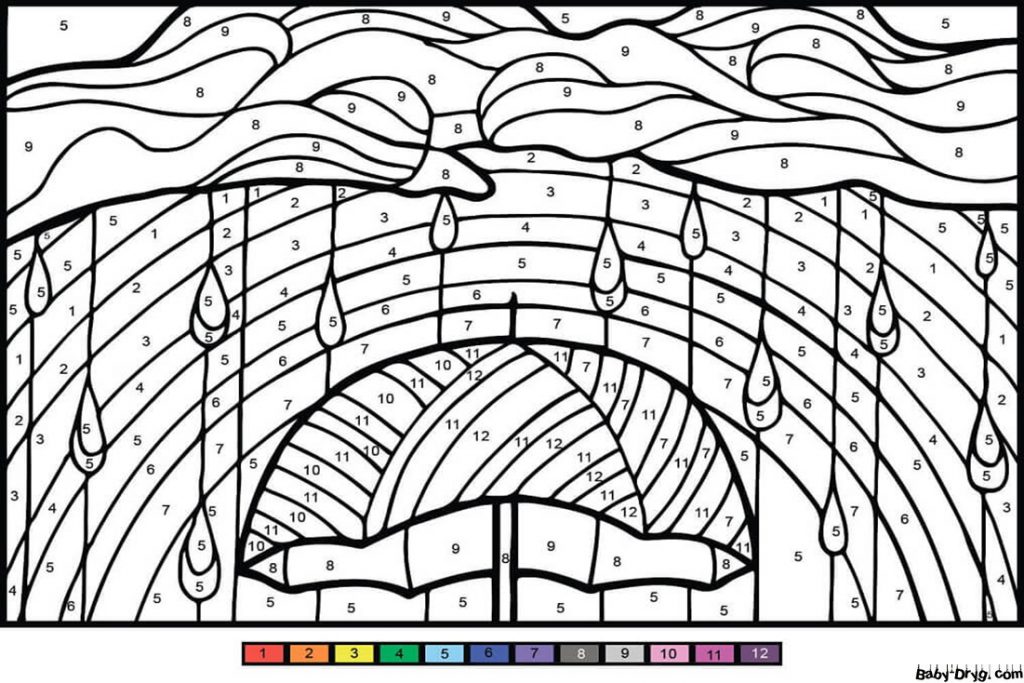 Rainbow Color by Number | Color by Number Coloring Pages