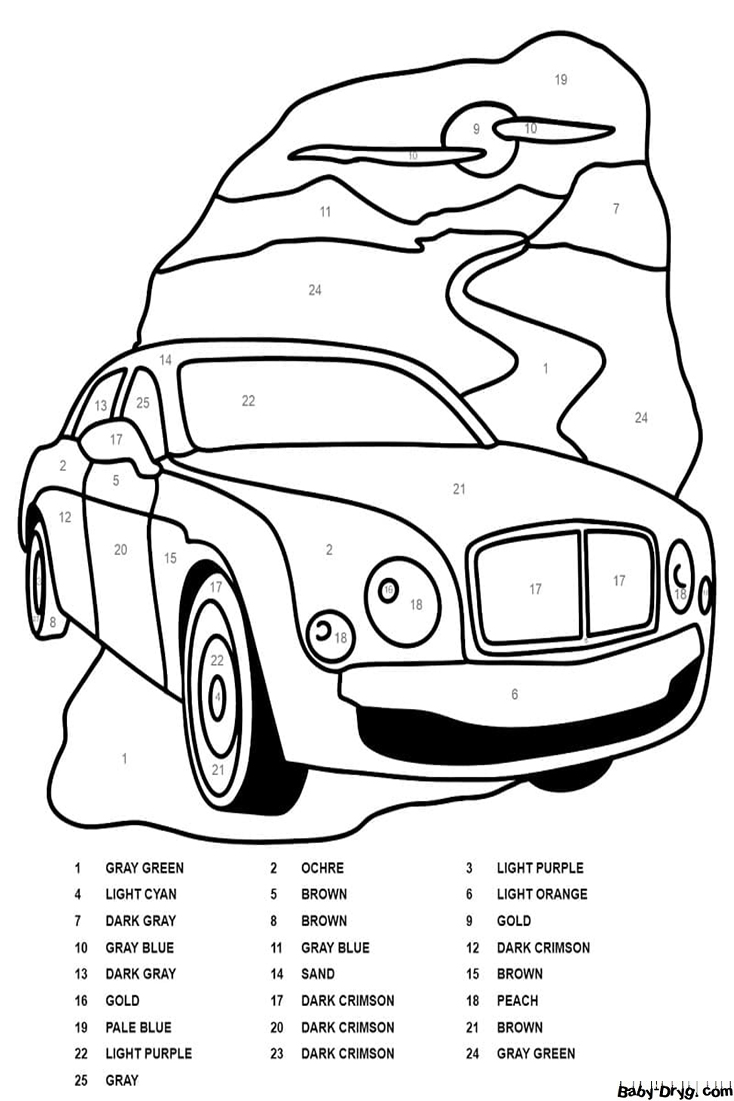 Раскраска автомобиль Bentley Mulsanne | Раскраски по номерам