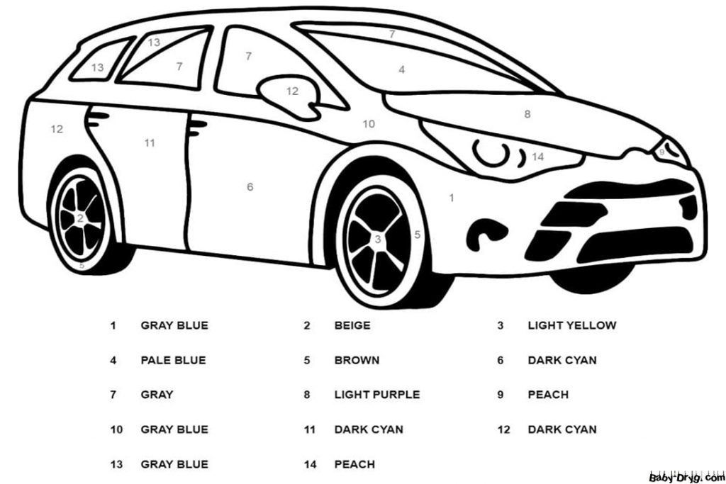 Раскраска автомобиль Toyota | Раскраски по номерам