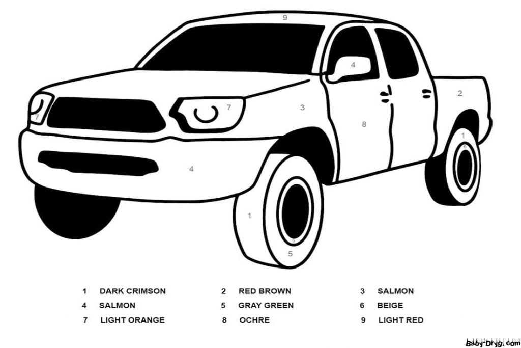 Раскраска автомобиль Toyota Pickup Truck | Раскраски по номерам