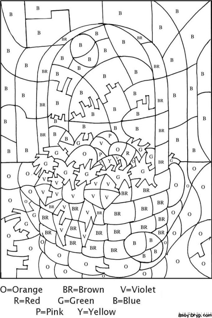 Раскраска Бесплатно пасхальная корзина | Раскраски по номерам