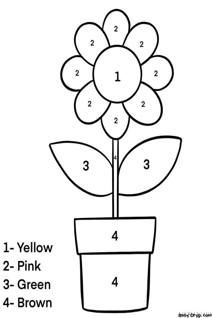 Раскраска Цветочный горшок | Раскраски по номерам