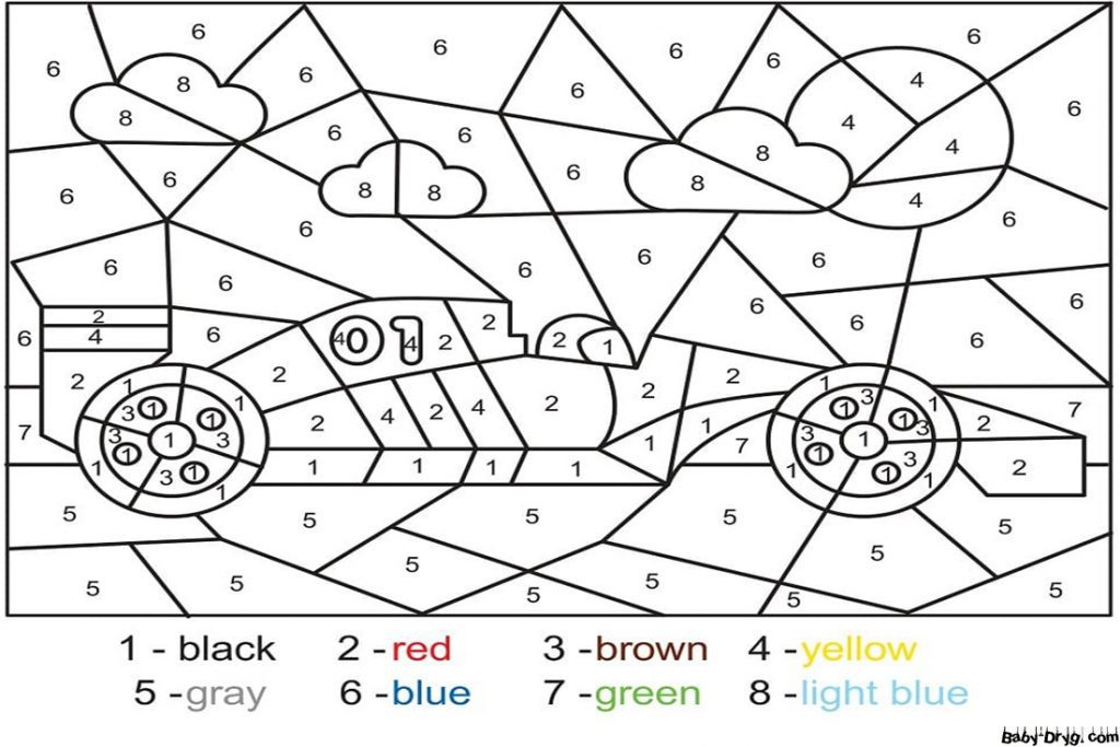 Раскраска Гоночный автомобиль | Раскраски по номерам