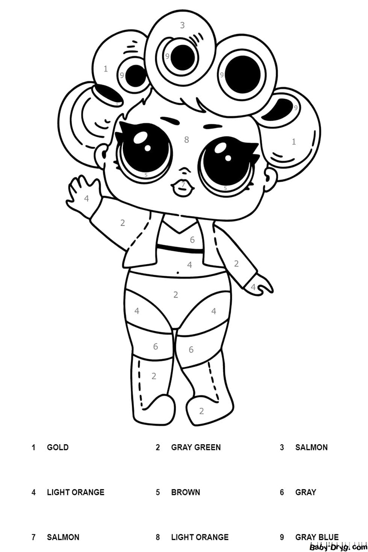 Раскраска Goo Goo Queen Кукла ЛОЛ | Раскраски по номерам