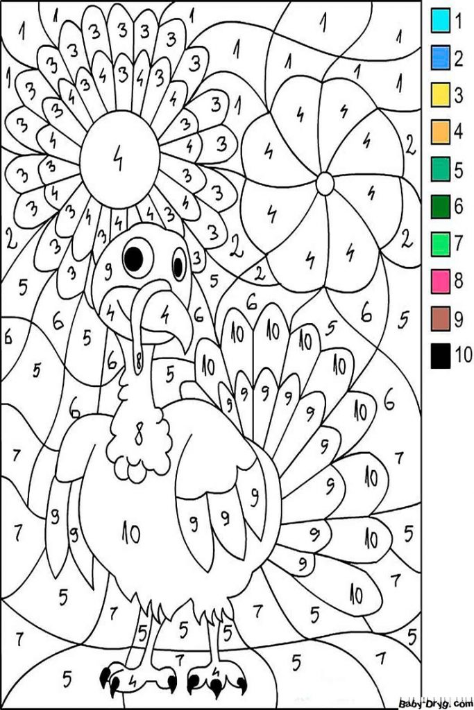 Раскраска Индюк | Раскраски по номерам