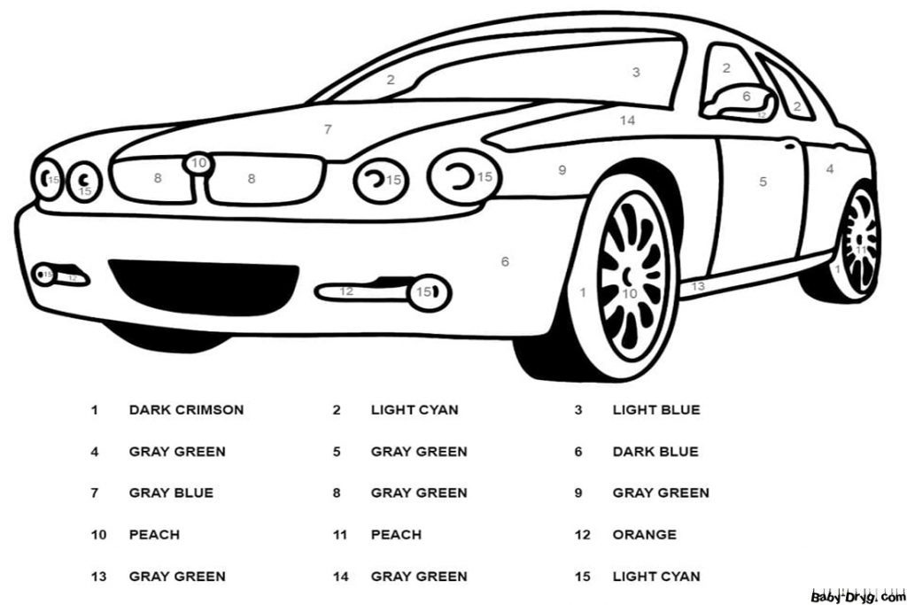 Раскраска Красивый автомобиль | Раскраски по номерам