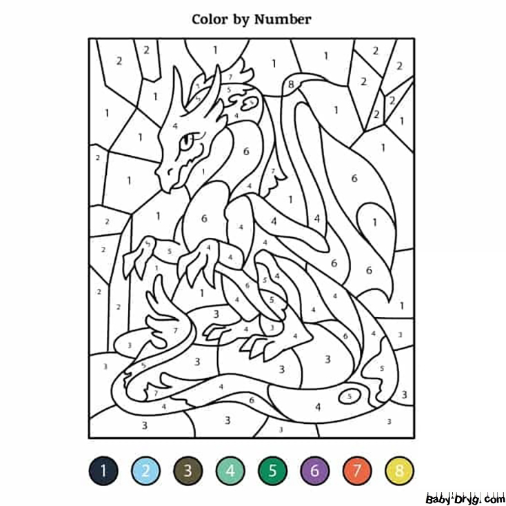 Раскраска Крутой дракончик | Раскраски по номерам