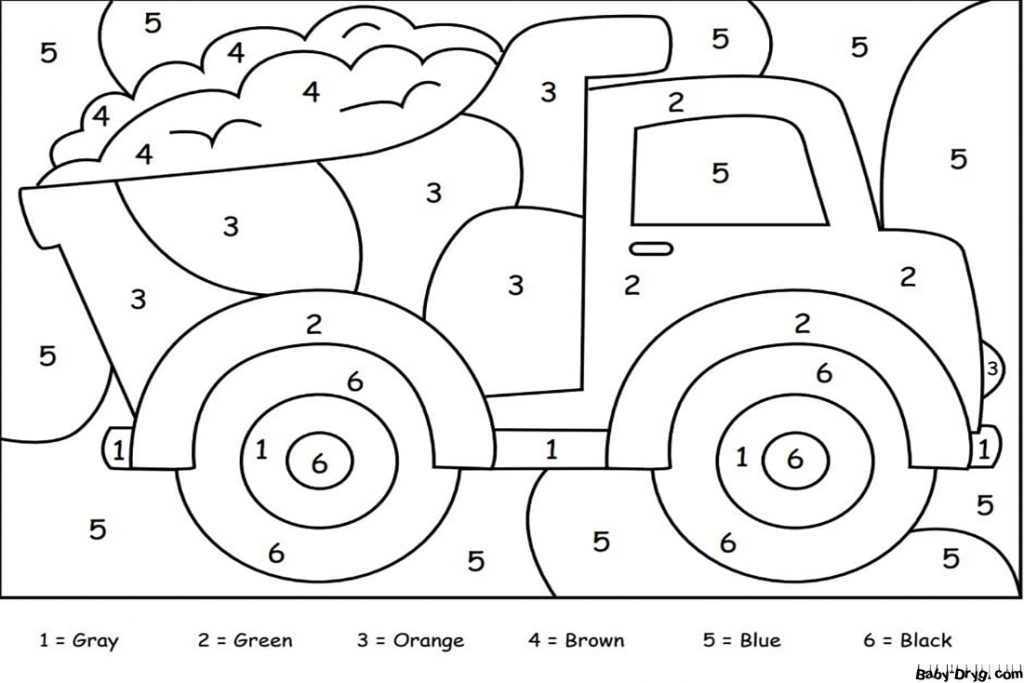 Раскраска Легкий грузовичок | Раскраски по номерам
