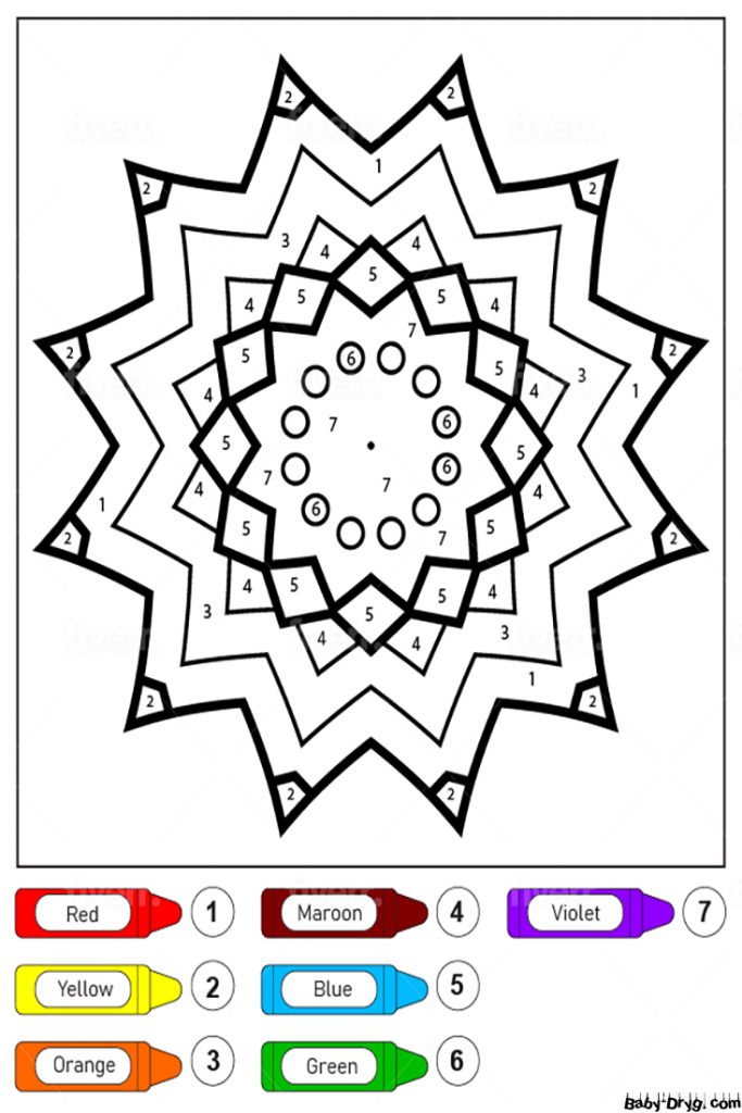 Раскраска Мандала Звезда для детей | Раскраски по номерам