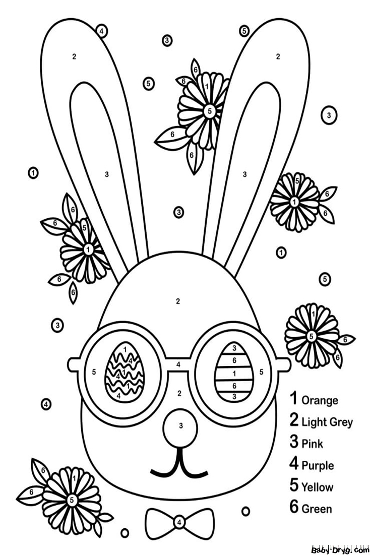 Раскраска Пасхальный кролик | Раскраски по номерам