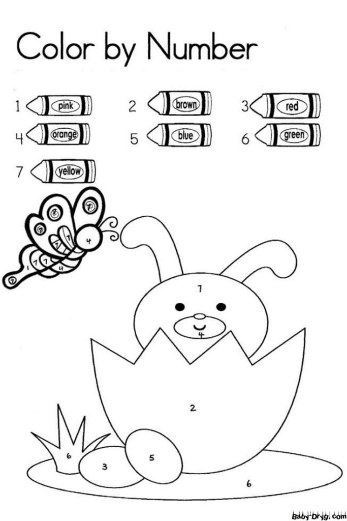 Раскраска Пасхальный кролик в яйце | Раскраски по номерам