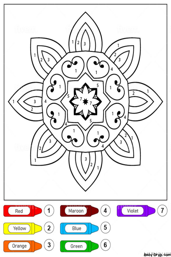 Раскраска Прекрасная цветочная мандала для детей | Раскраски по номерам