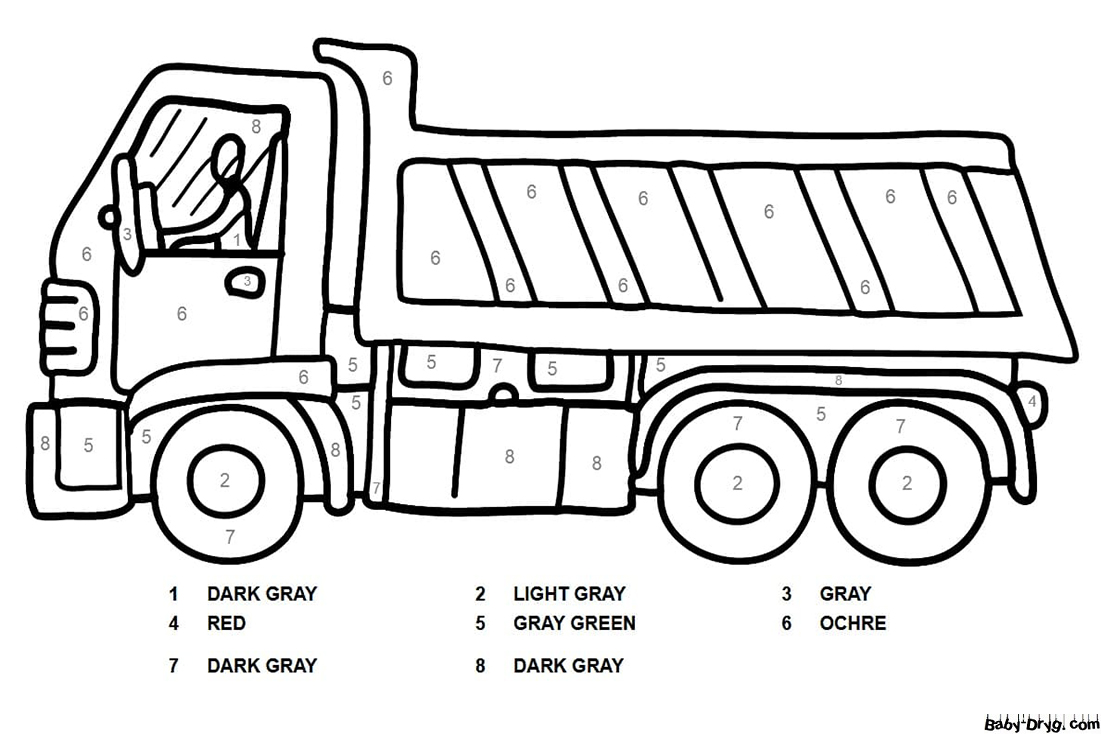 Раскраска Простой грузовичок | Раскраски по номерам