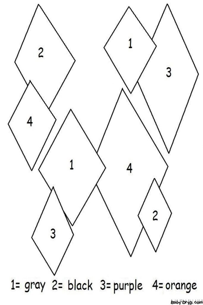 Раскраска Простые алмазные фигуры | Раскраски по номерам