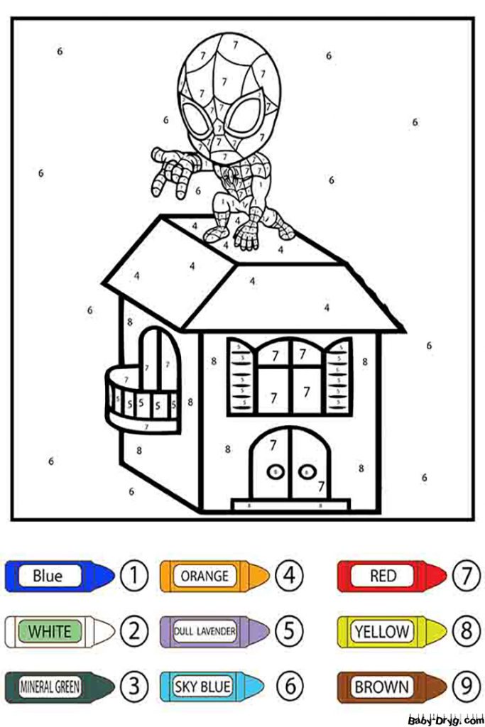 Раскраска Симпатичный человек-паук | Раскраски по номерам