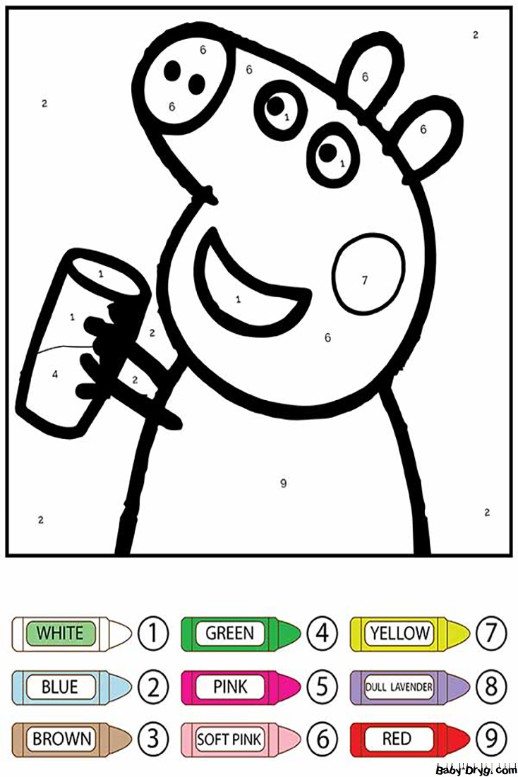 Раскраска Свинка Пеппа пьет воду | Раскраски по номерам