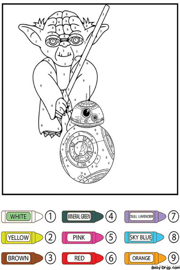 Раскраска Звездные войны Грогу и ВВ 8 | Раскраски по номерам