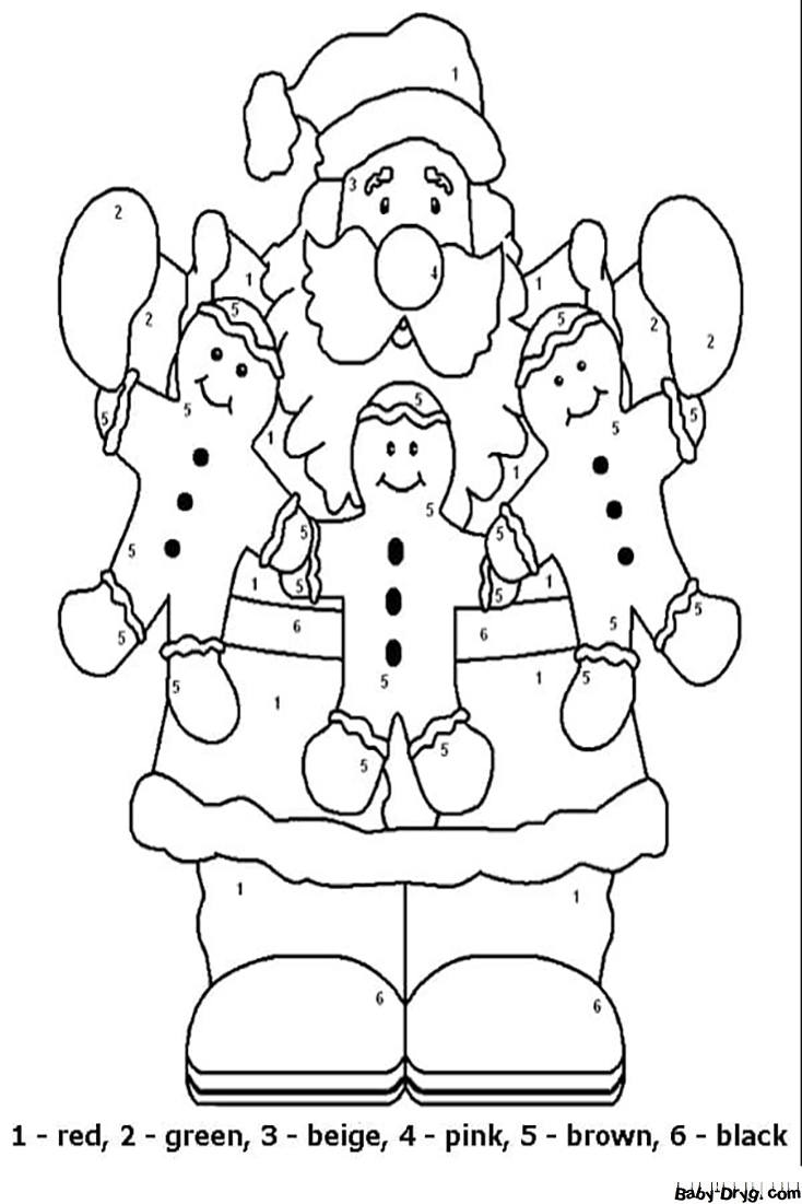 Santa for Kindergarten Color by Number | Color by Number Coloring Pages