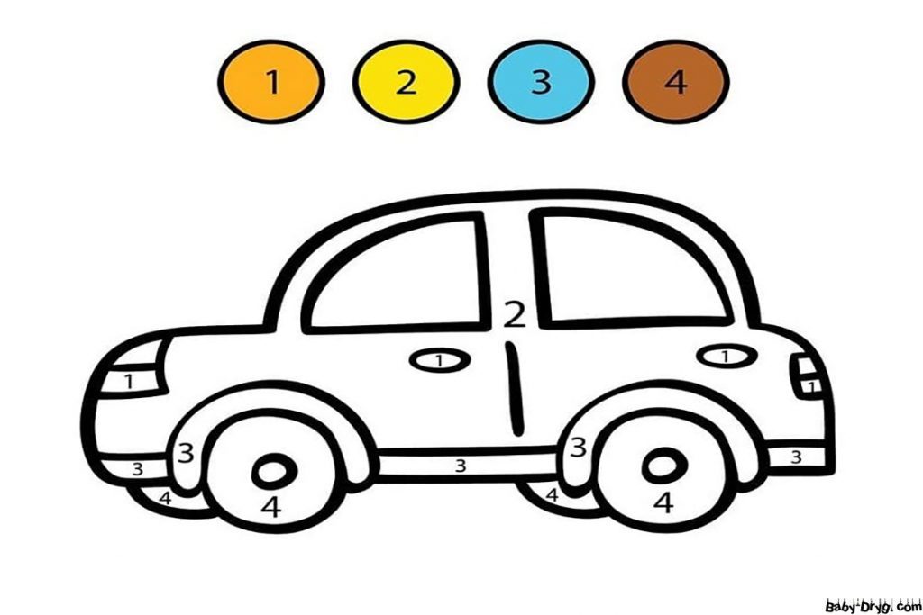 Simple Car Color by Number | Color by Number Coloring Pages