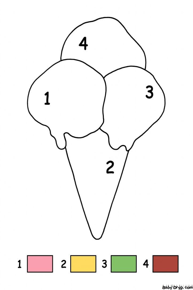 Simple Ice Cream Color by Number | Color by Number Coloring Pages