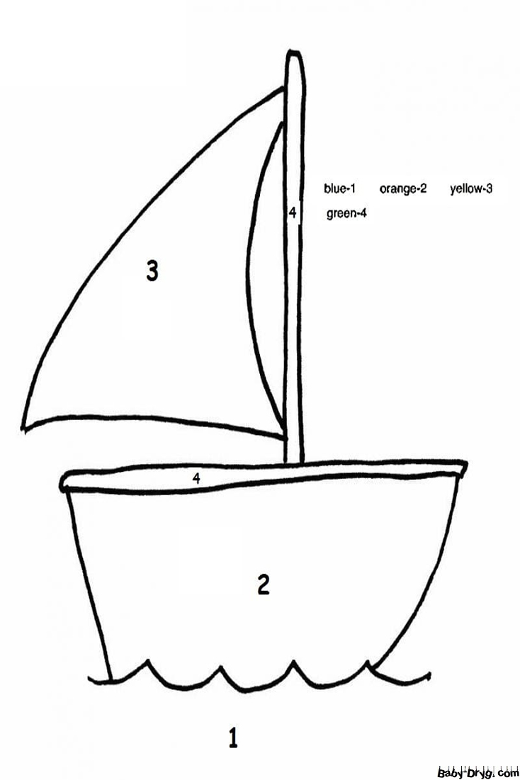 Simple Sailboat Color by Number | Color by Number Coloring Pages