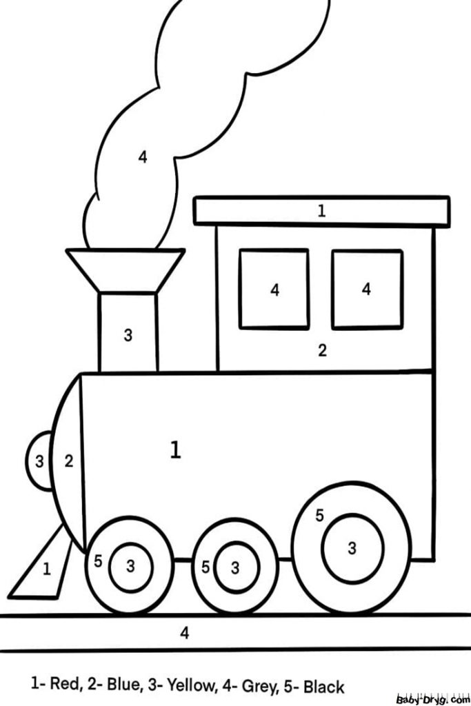 Simple Train Color by Number | Color by Number Coloring Pages