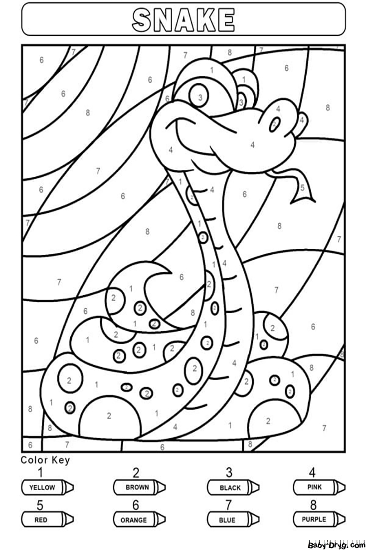 Smiling Snake Color by Number | Color by Number Coloring Pages