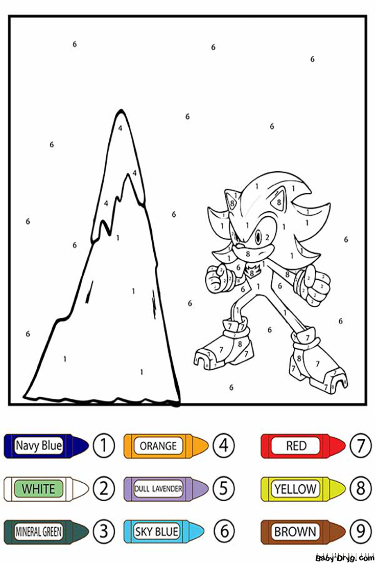 Sonic with Hill Color by Number | Color by Number Coloring Pages
