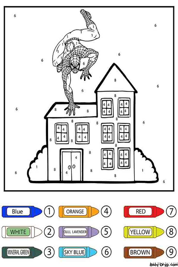 Spider Man Climbing Color by Number | Color by Number Coloring Pages