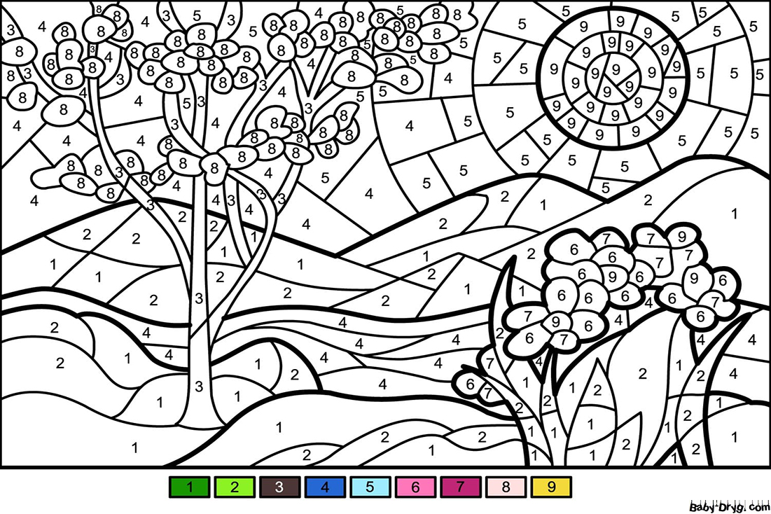 Spring Color by Number | Color by Number Coloring Pages