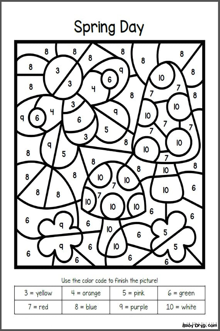 Spring for Kindergarten Color by Number | Color by Number Coloring Pages