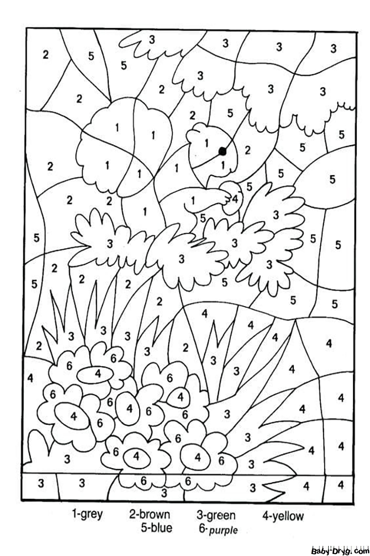 Squirrel for Kindergarten Color by Number | Color by Number Coloring Pages