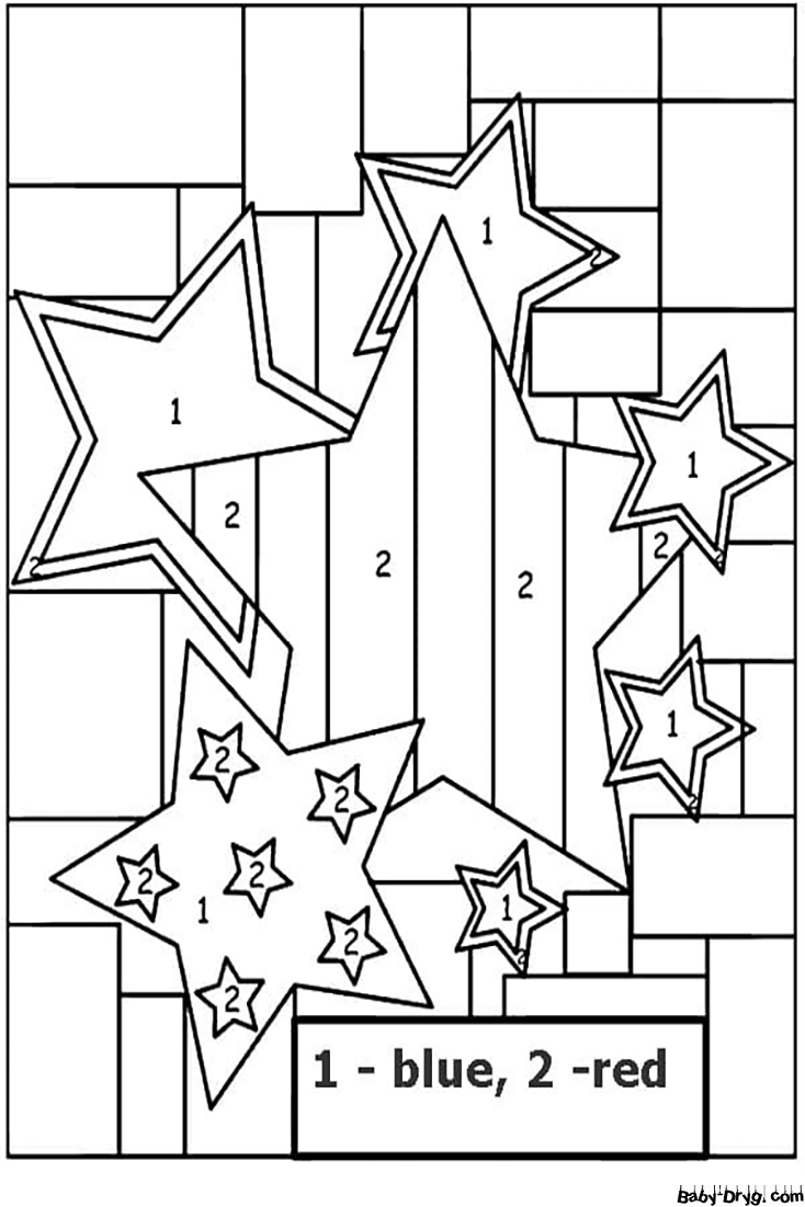 Stars for Kindergarten Color by Number | Color by Number Coloring Pages