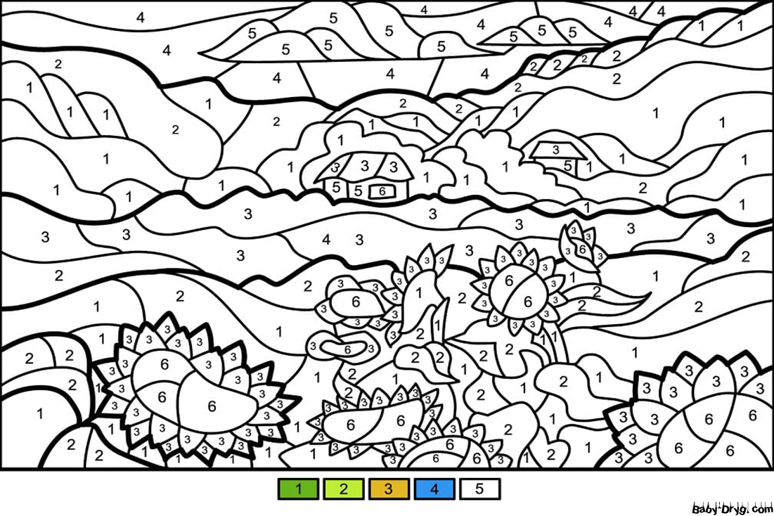 Sunflowers Color by Number | Color by Number Coloring Pages