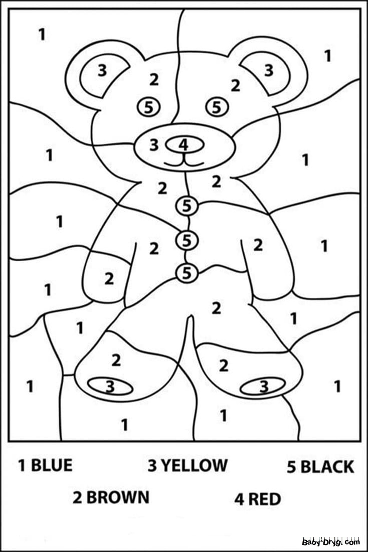 Teddy Bear for Kindergarten Color by Number | Color by Number Coloring Pages