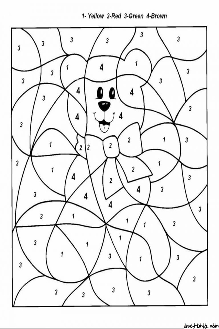 Teddy for Kindergarten Color by Number | Color by Number Coloring Pages