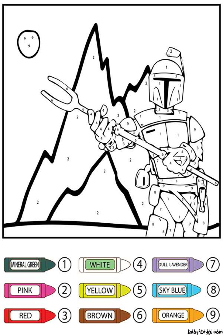 The Mandalorian Star Wars Color by Number | Color by Number Coloring Pages
