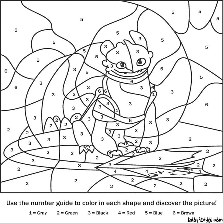 Toothless Dragon Color by Number | Color by Number Coloring Pages