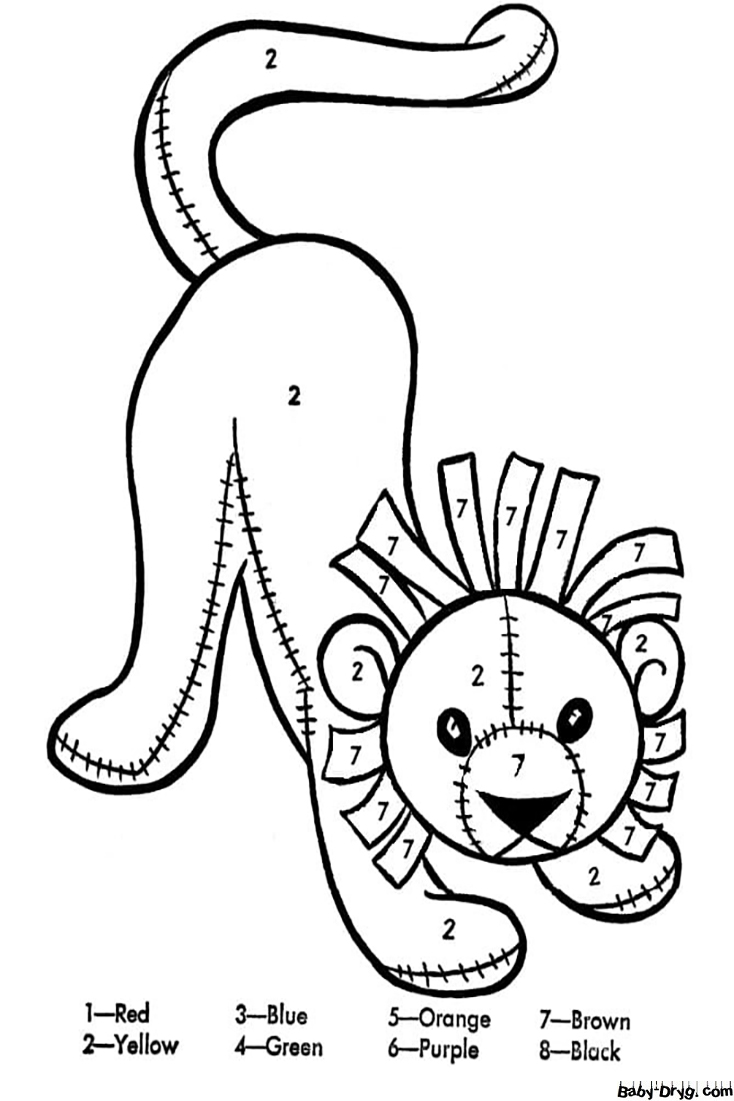 Toy Lion for Kindergarten Color by Number | Color by Number Coloring Pages