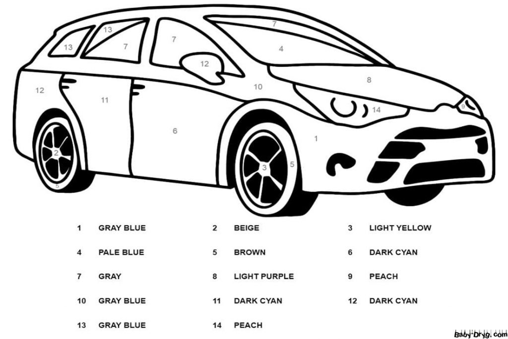 Toyota Color by Number | Color by Number Coloring Pages