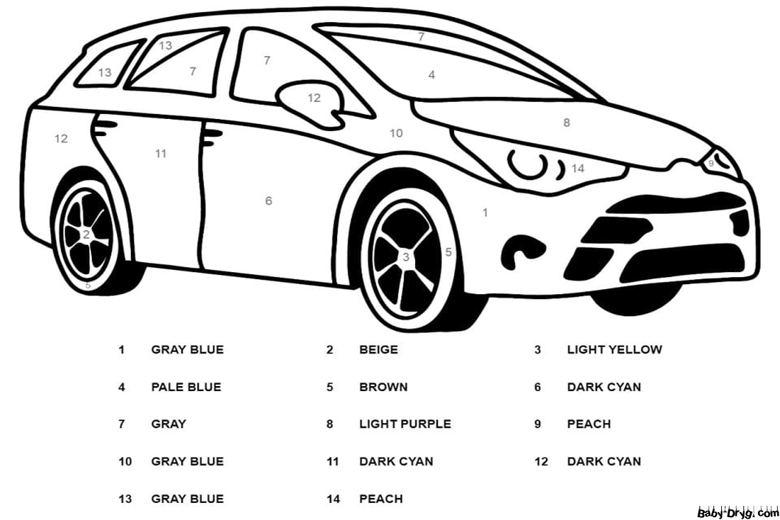 Toyota Color by Number | Color by Number Coloring Pages