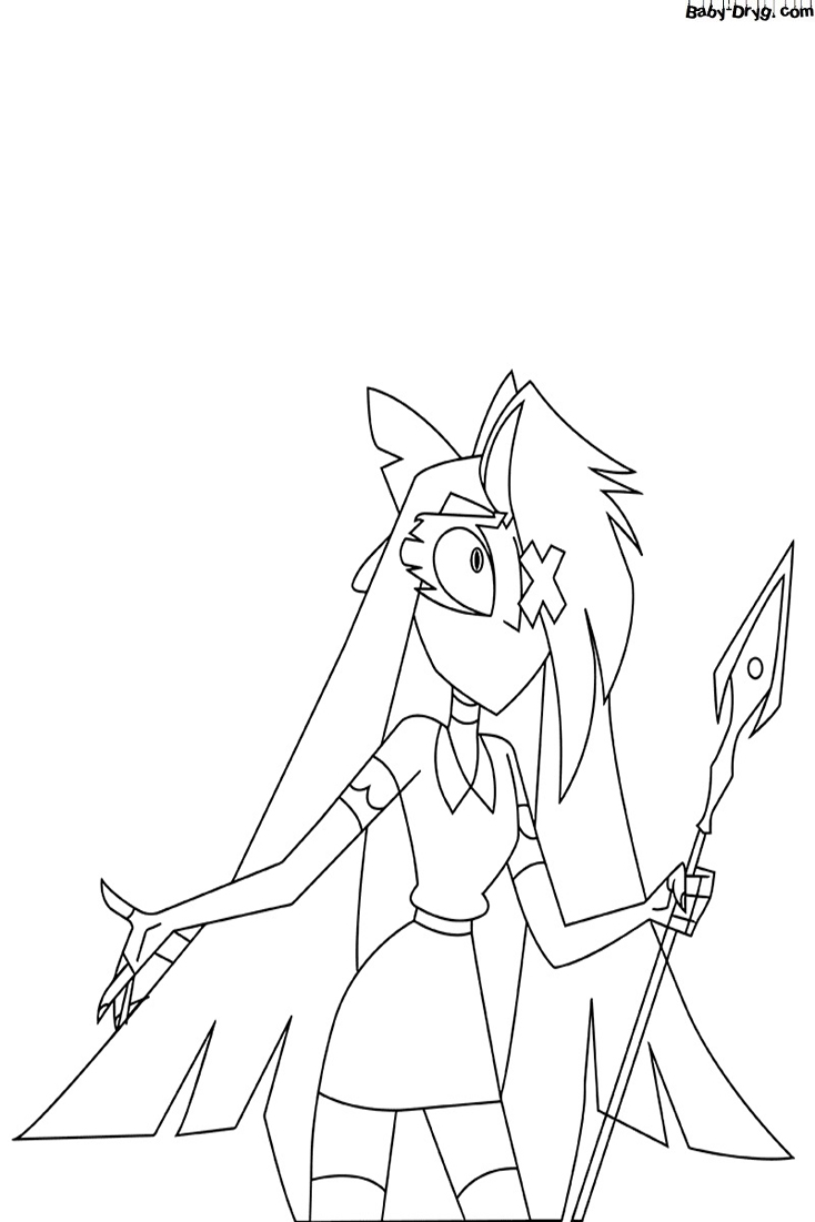 Vaggie Holding a Spear Coloring Page | Coloring Hazbin Hotel