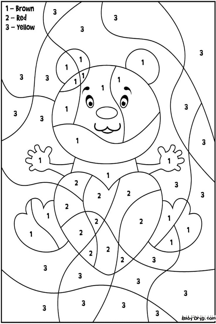 Valentine Bear Color by Number | Color by Number Coloring Pages