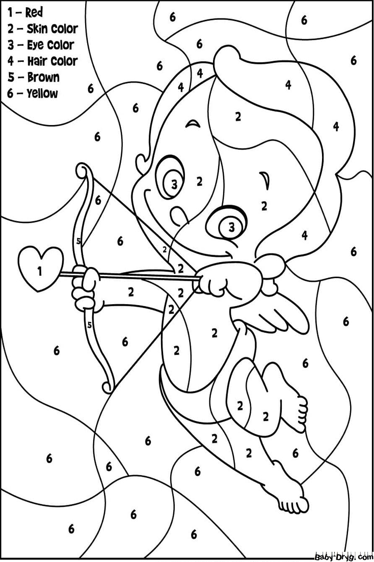 Valentine Cupid Color by Number | Color by Number Coloring Pages