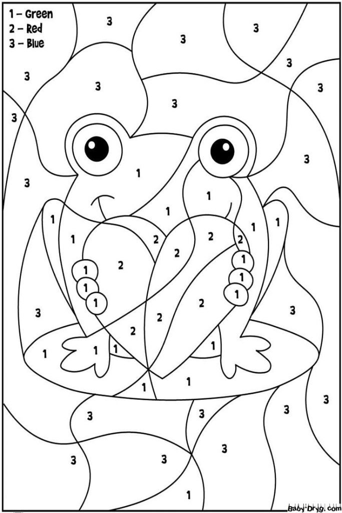 Valentine Frog Color by Number | Color by Number Coloring Pages