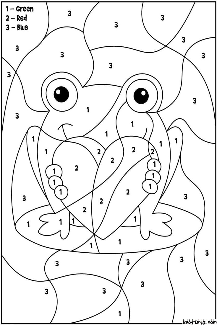 Valentine Frog Color by Number | Color by Number Coloring Pages
